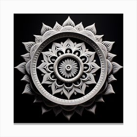 Mandala On Black Background 1 Canvas Print