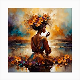 Woman With Flowers In Her Hair 3 Canvas Print