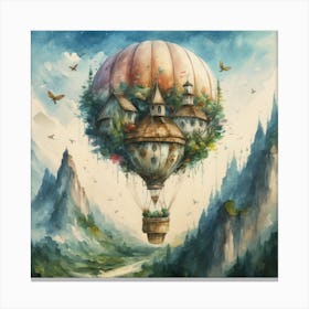watercolor of a off white hot air balloon 1 Canvas Print