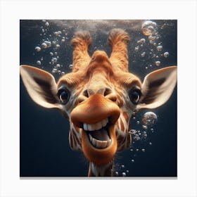 Giraffe Underwater 1 Canvas Print