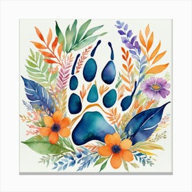 Bear Paw Watercolor Painting Canvas Print