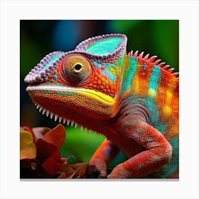 Firefly Vibrant Photorealistic Chameleon With Colorful Scales 93247 Canvas Print