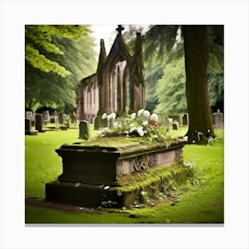 Remembrance Vintage Tomb Landmark Beautiful Plant Headstone Culture Old Architecture Rest (1) Canvas Print