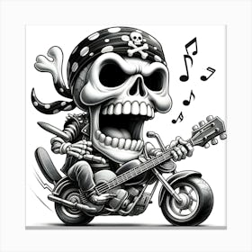 Skull On A Motorcycle Canvas Print
