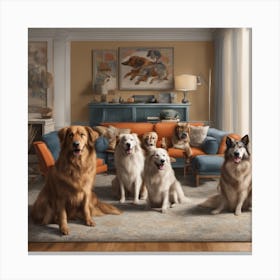 Dogs In A Living Room Canvas Print