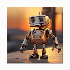 Robot At Sunset 6 Canvas Print