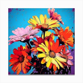 Andy Warhol Style Pop Art Flowers Asters 1 Square Canvas Print