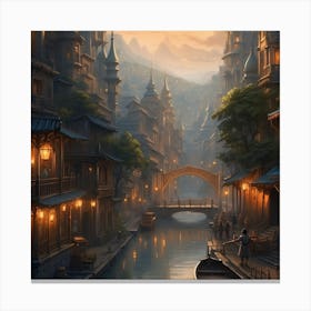 City At Dusk Canvas Print