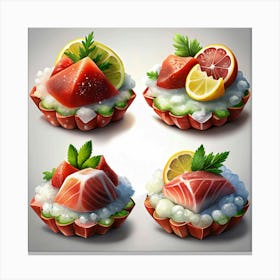 Sashimi Tartare In Pastry Shells Canvas Print