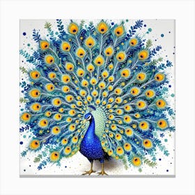 Elegant Peacock In Motion Canvas Print