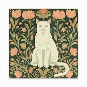 Cat In Floral Pattern Canvas Print