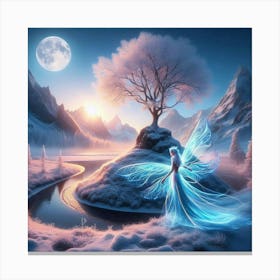 Fairy and the white tree Canvas Print