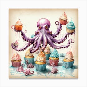 Octopus Cupcakes Canvas Print