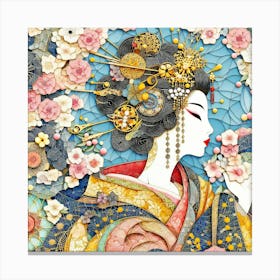 Japan Traditional Geisha Illustration By Ad 129 Canvas Print