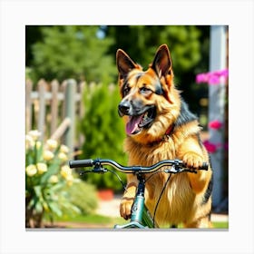 Asm German Shepherd Riding A Bike In The Garden On A S 7c05e755 Df91 4206 9e76 Ad519ce02544 Canvas Print