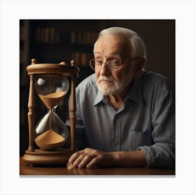 Senior Man With Hourglass Canvas Print