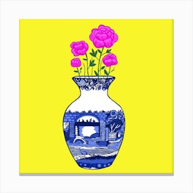 Chinoiserie Peonies Square Canvas Print