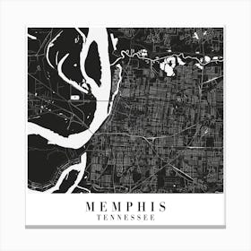Memphis Tennessee Minimal Black Mono Street Map  Square Canvas Print