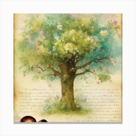 Tree And Flowers Nutmeg Wall Art Canvas Print