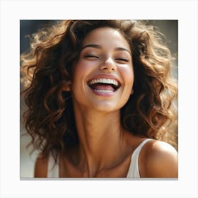 Smiling Woman With Curly Hair Canvas Print