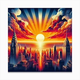 Sunset In New York City 3 Canvas Print