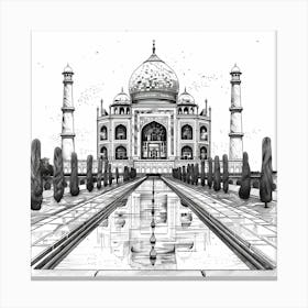 A Taj Mahal In Agra Hand Drawn Sketch Illustrati 1719953542 3 Canvas Print