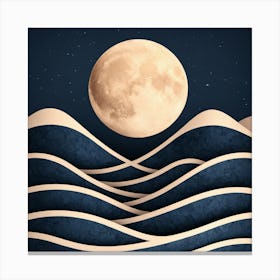 Moon And Waves 60 Canvas Print