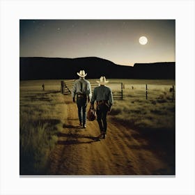 Two Cowboys On A Dirt Road Canvas Print