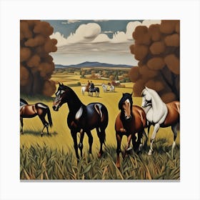 Horses In The Field 12 Canvas Print