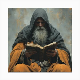 Old Man Reading A Book Canvas Print