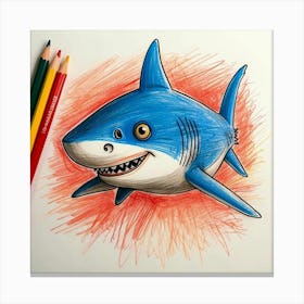 Shark Drawing 16 Canvas Print