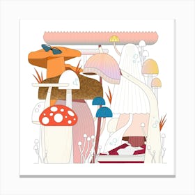 Illustration Of Mushrooms Canvas Print