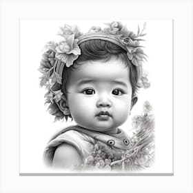 Asian Baby Portrait drawing Canvas Print