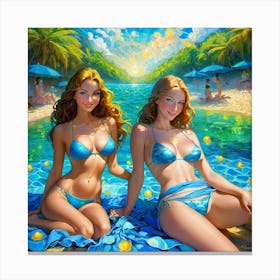 Two Women In Bikinis jb Canvas Print