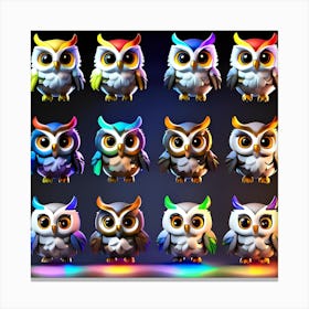 colorfull Owls Canvas Print