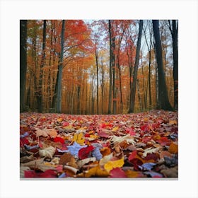 Autumn Leaves In The Forest Canvas Print