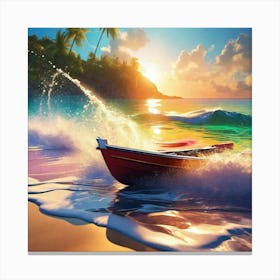 Boat On The Beach 3 Canvas Print