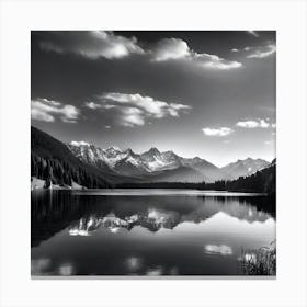 Black And White Mountain Lake 20 Canvas Print