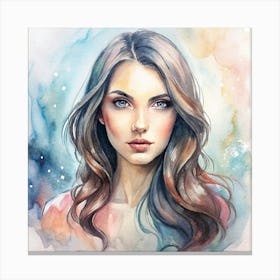 Watercolor Of A Girl 9 Canvas Print