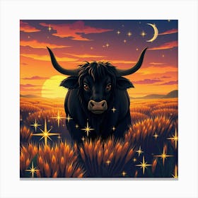 Bull In The Field 8 Canvas Print