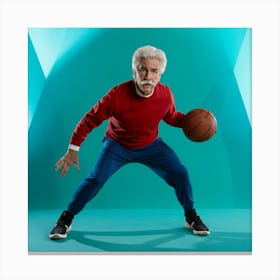 Old Man Holding Basketball Canvas Print