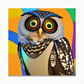 Owl On A Colorful Background Canvas Print