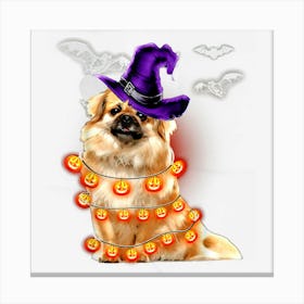 Tibetan Spaniel Dog Light Pumpkin Funny Halloween Gifts Canvas Print