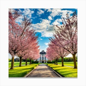 Cherry Blossoms In The Park 1 Canvas Print