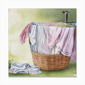 Laundry Day Art Print Laundry Basket Canvas Print