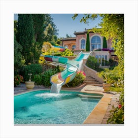 Pool With A Slide Canvas Print