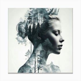 Portrait Of A Woman With Trees Canvas Print