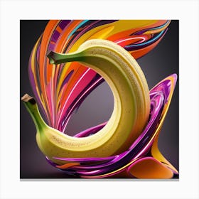 3D Shaped Banana, Digital Abstract Art Canvas Print