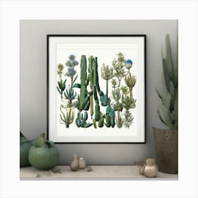 Cactus Print Jardin Majorelle, Morocco Vintage Botanical Art Print Canvas Print