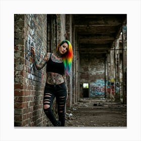 A Canvas of Strength & Grace Rainbow Haired Girl Canvas Print